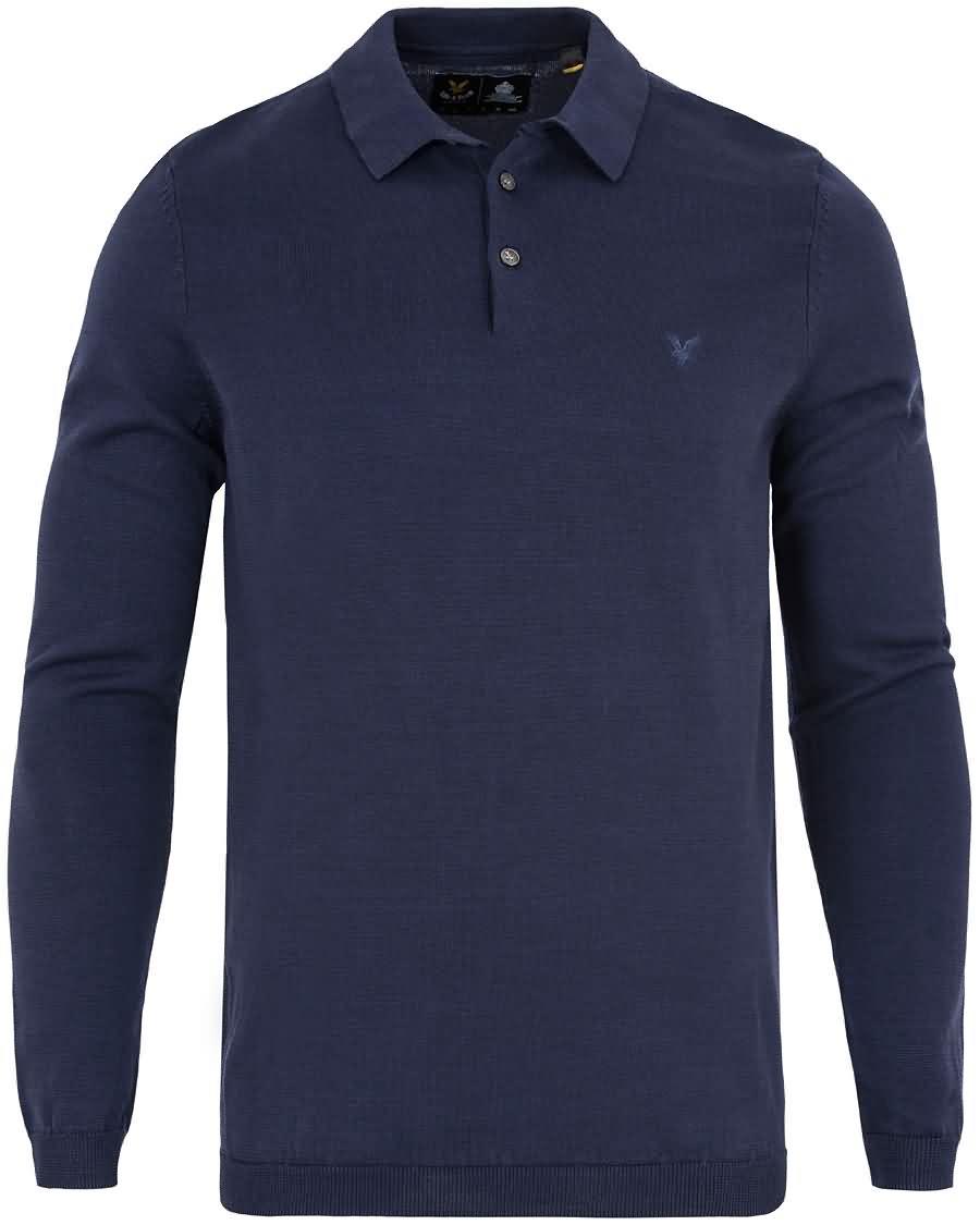 lyle scott mercerised knitted polo navy Opprinnelige Stilen 4af1z